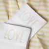 image:imageRae Dunn 4 Piece Bedding Set 1 Flat 1 Deep Pocket Fitted Sheet and 2 Pillowcases Crisp Cool and Comfortable Bed Linen Yellow Stripes Queen