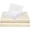 image:imageRae Dunn 4 Piece Bedding Set 1 Flat 1 Deep Pocket Fitted Sheet and 2 Pillowcases Crisp Cool and Comfortable Bed Linen Yellow Stripes Queen