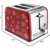 image:imageRae Dunn Toaster Stainless Steel 2 Slice Square Toaster Wide Slot with 5 Browning Levels with Bagel Defrost and Cancel Options BlackRed Holiday Print