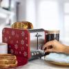 image:imageRae Dunn Toaster Stainless Steel 2 Slice Square Toaster Wide Slot with 5 Browning Levels with Bagel Defrost and Cancel Options BlackRed Holiday Print