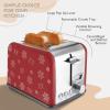 image:imageRae Dunn Toaster Stainless Steel 2 Slice Square Toaster Wide Slot with 5 Browning Levels with Bagel Defrost and Cancel Options BlackRed Holiday Print